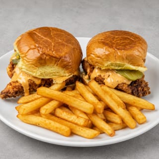 2 Hot Chicken Sandwiches w fries